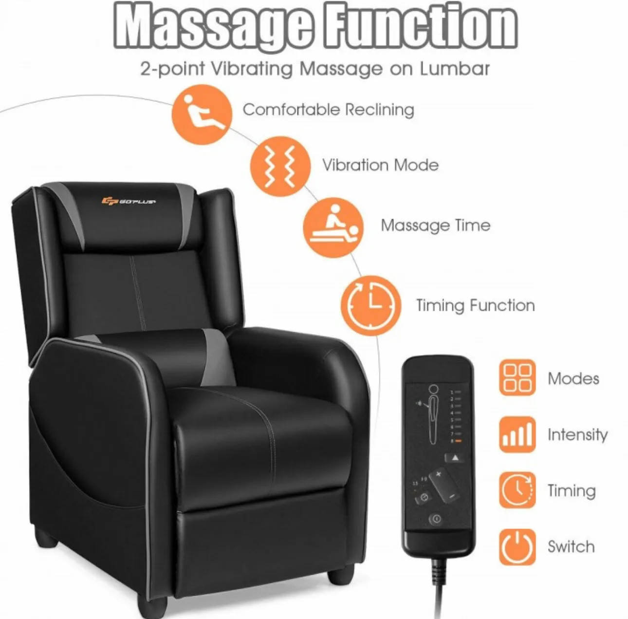 Very Elegant Heavy Duty Comfortable Adjustable Modern Gaming Recliner Chair With Massage Feature & Footrest | Massage Remote