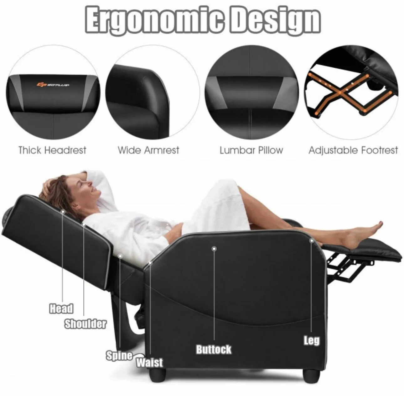 Very Elegant Heavy Duty Comfortable Adjustable Modern Gaming Recliner Chair With Massage Feature & Footrest | Massage Remote