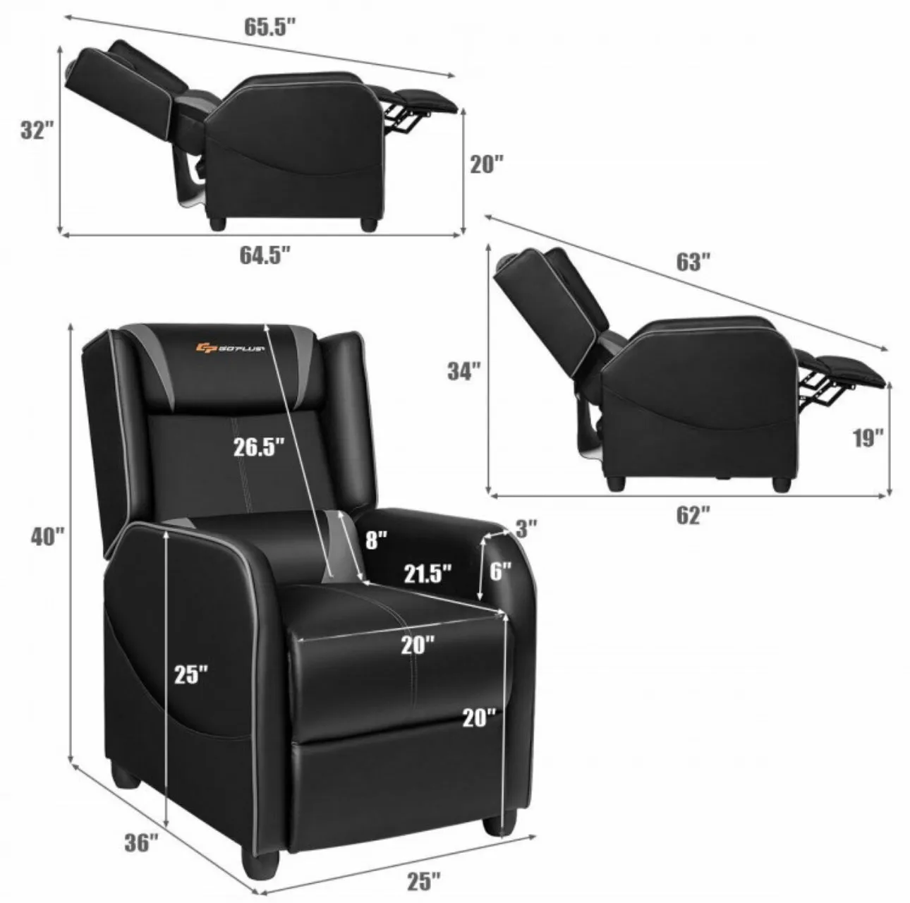 Very Elegant Heavy Duty Comfortable Adjustable Modern Gaming Recliner Chair With Massage Feature & Footrest | Massage Remote