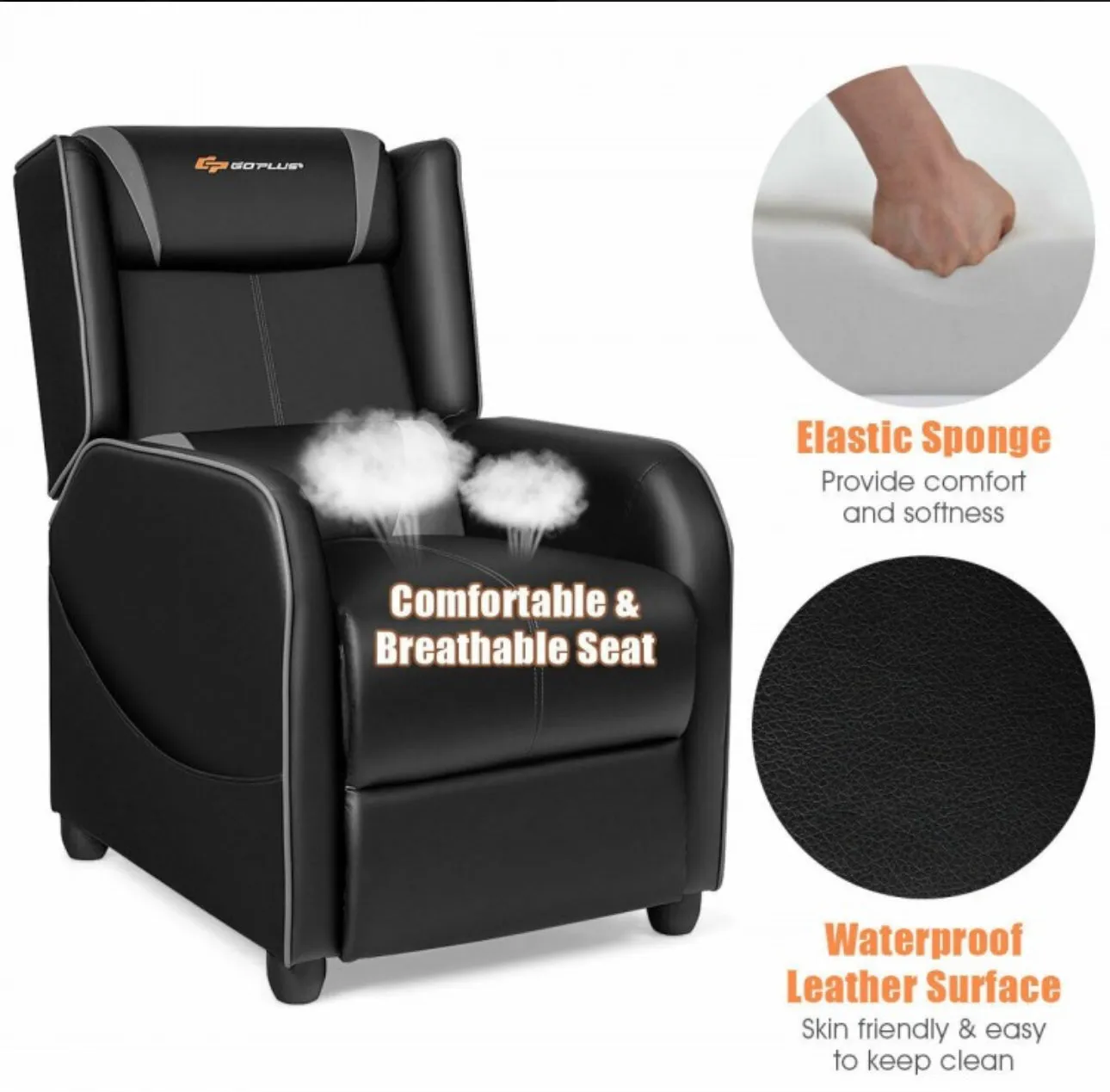 Very Elegant Heavy Duty Comfortable Adjustable Modern Gaming Recliner Chair With Massage Feature & Footrest | Massage Remote