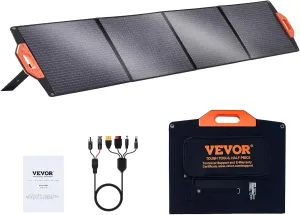 VEVOR Portable Monocrystalline Solar Panel, 200W Foldable Monocrystalline ETFE Solar Charger, 23% Efficiency Solar Panel with MC4 Output, IP67 Waterproof for Power Stations, Camping, Hiking, Off-Grid