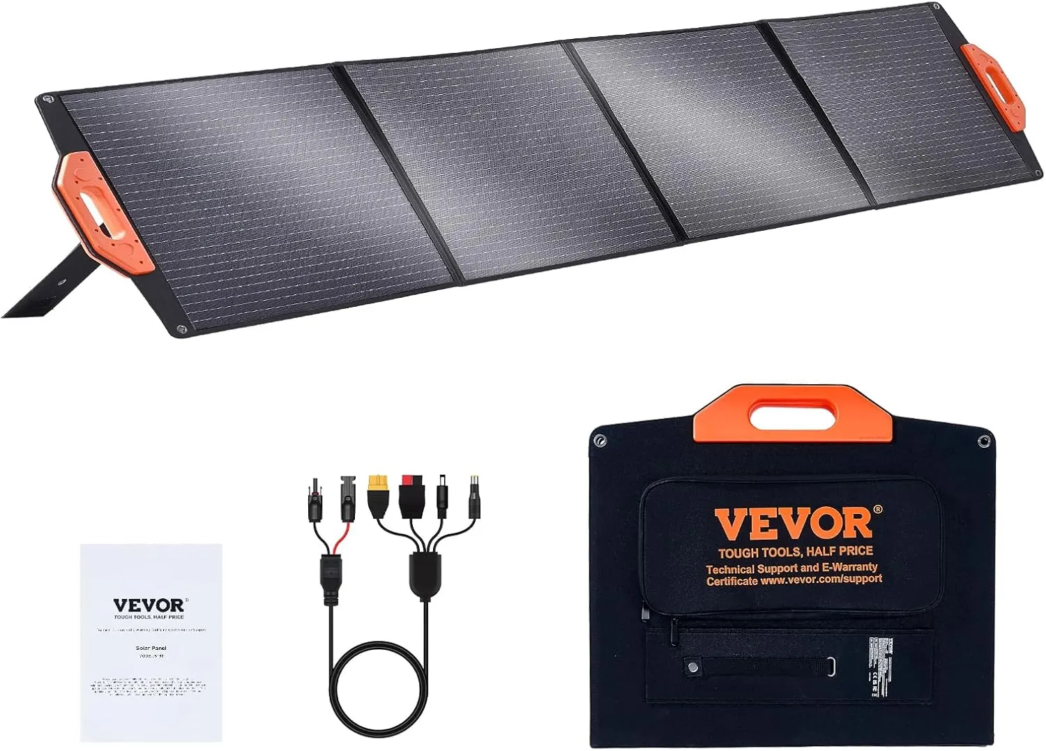 VEVOR Portable Monocrystalline Solar Panel, 200W Foldable Monocrystalline ETFE Solar Charger, 23% Efficiency Solar Panel with MC4 Output, IP67 Waterproof for Power Stations, Camping, Hiking, Off-Grid