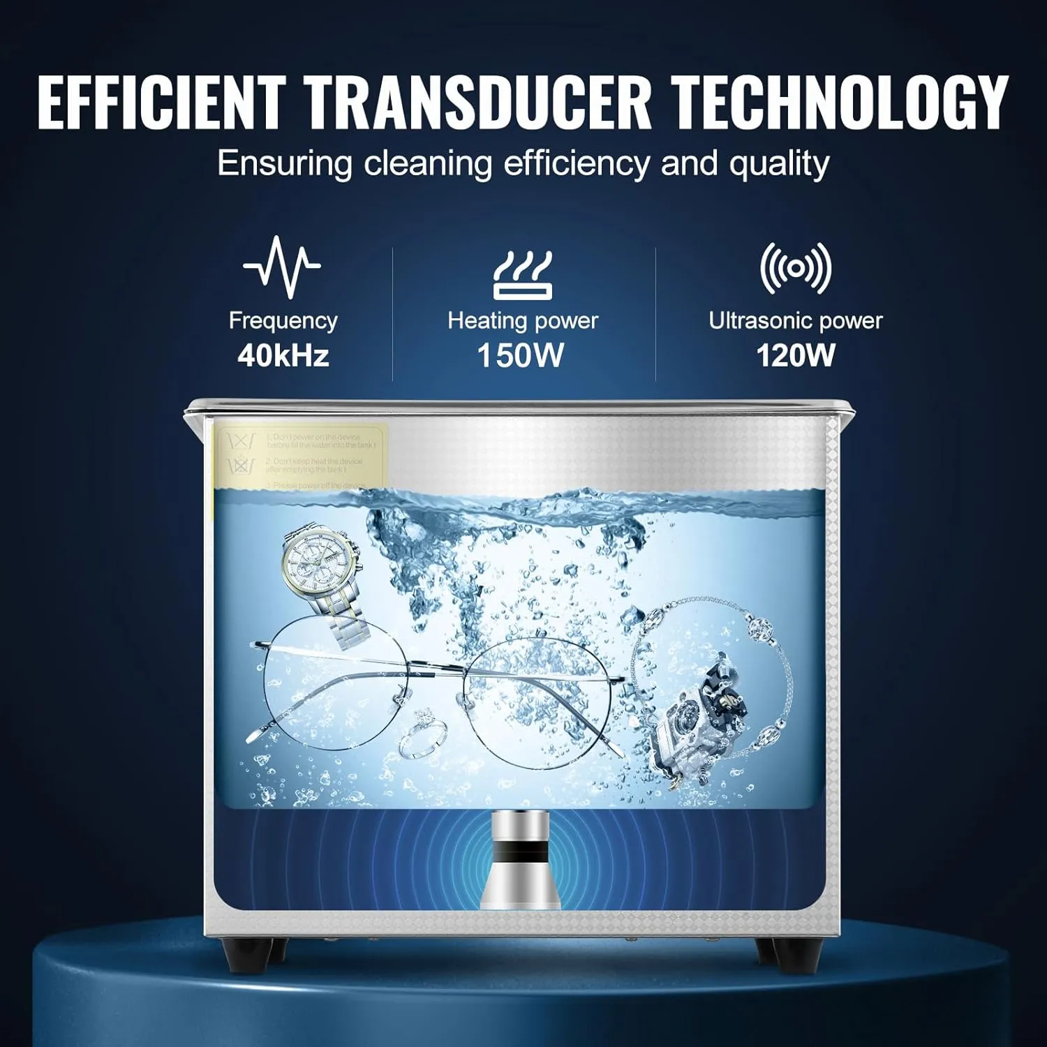 VEVOR Professional Ultrasonic Cleaner, Easy to Use with Digital Timer & Heater, Stainless Steel Industrial Machine for Parts, 110V, FCC/CE/RoHS Certified (3L)