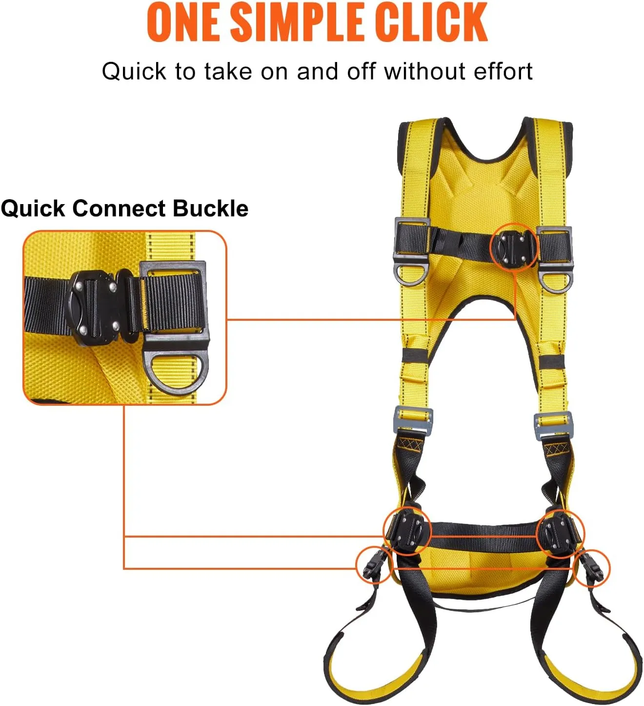 VEVOR Safety Harness, Full Body Harness, Safety Harness Fall Protection with Added Padding, and Side Rings and Dorsal D-Rings