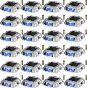 VEVOR Solar Driveway Lights - 24 Pack, Wireless, Waterproof, 6 LED Blue Deck & Path Lights