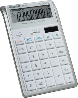 Victor 12-Digit Check and Correct Desk Calculator, White