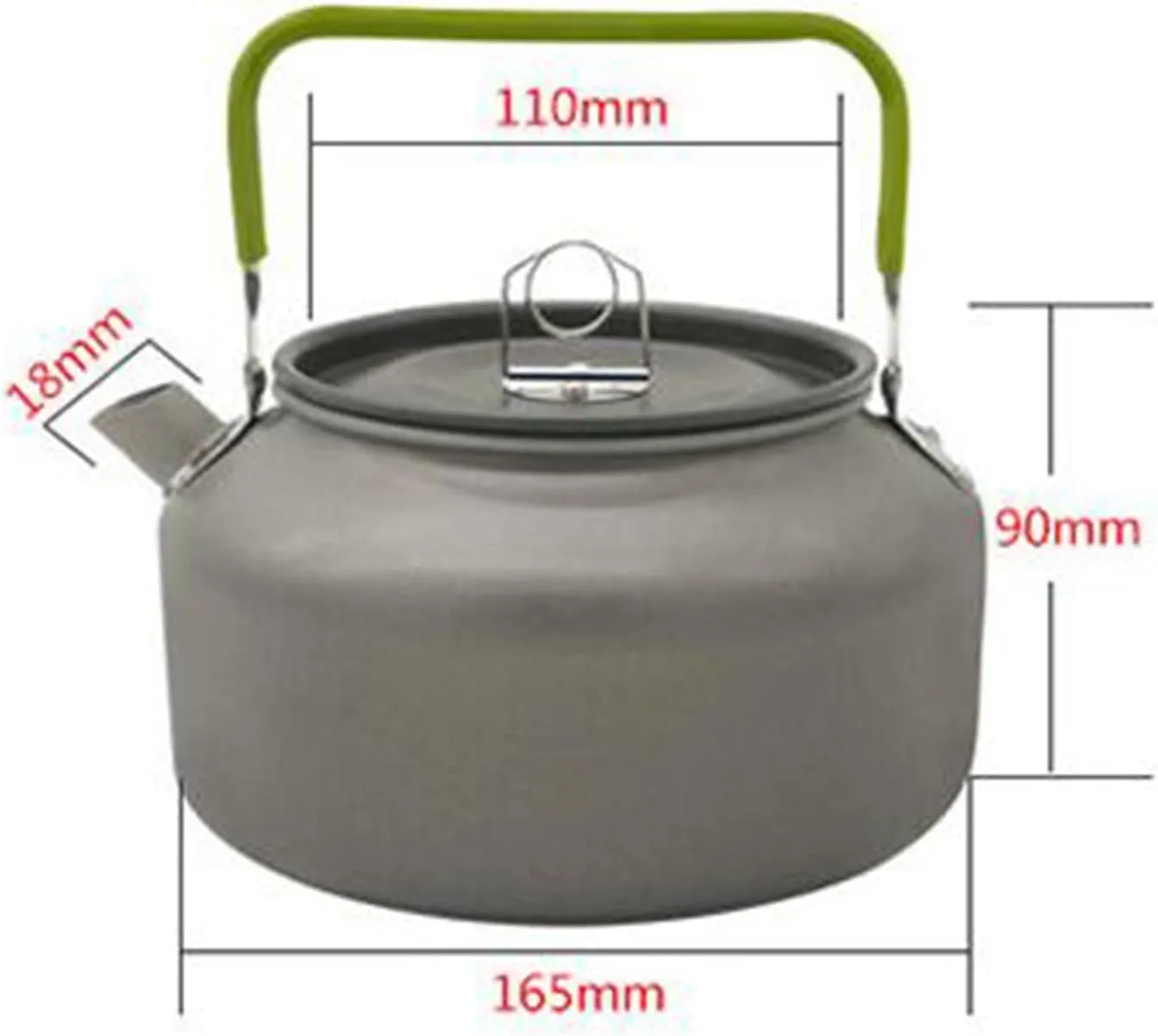 Water Camping Kettle for Gas Stove Stovetop Kettles Teakettles Hot Water Dispensers Outdoor Teapot Portable Foldable Silicone Handle (Green,1.2L)