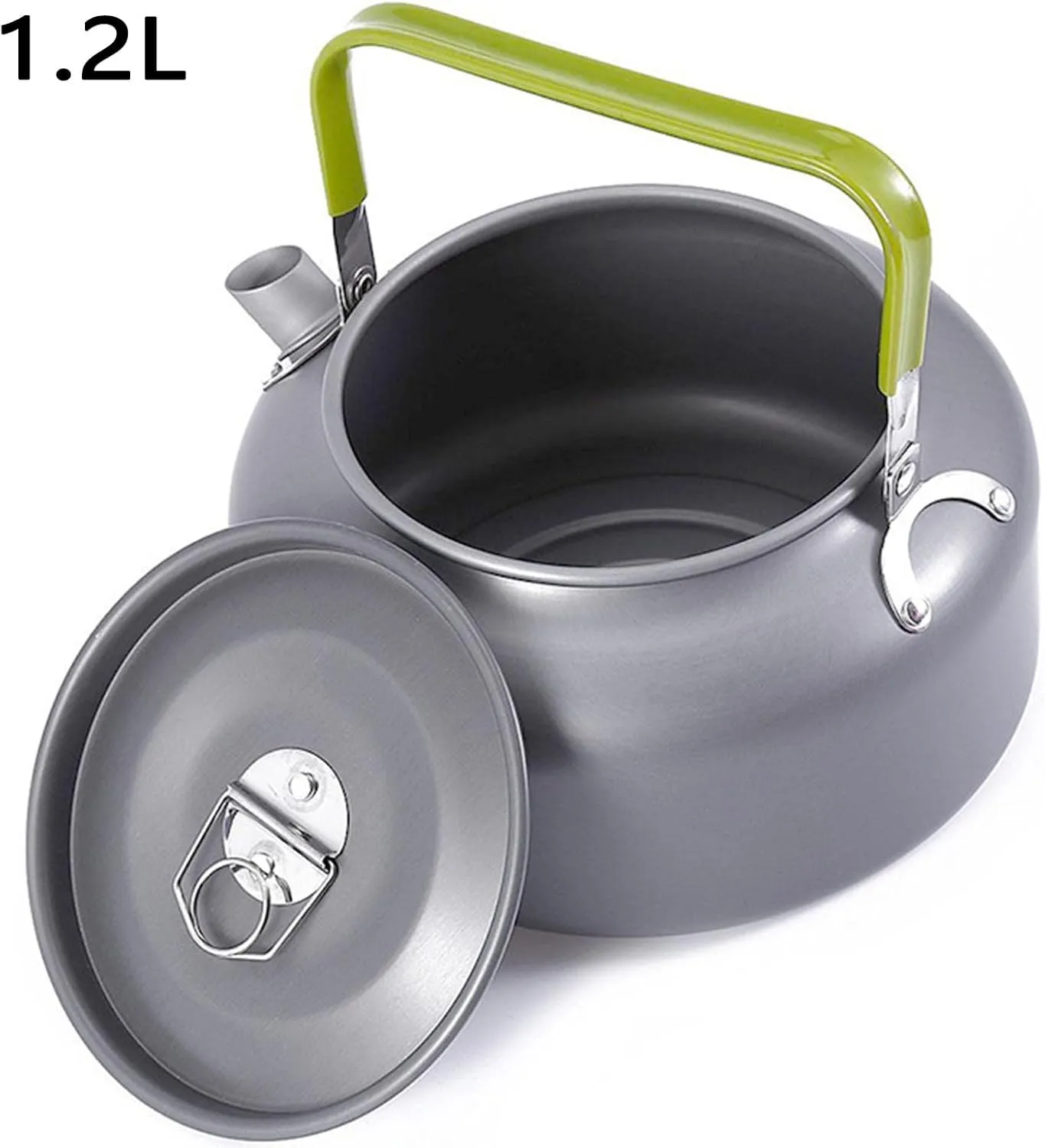Water Camping Kettle for Gas Stove Stovetop Kettles Teakettles Hot Water Dispensers Outdoor Teapot Portable Foldable Silicone Handle (Green,1.2L)