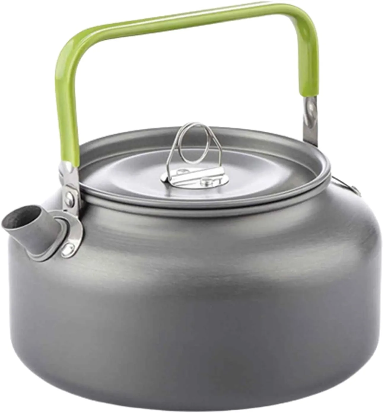 Water Camping Kettle for Gas Stove Stovetop Kettles Teakettles Hot Water Dispensers Outdoor Teapot Portable Foldable Silicone Handle (Green,1.2L)