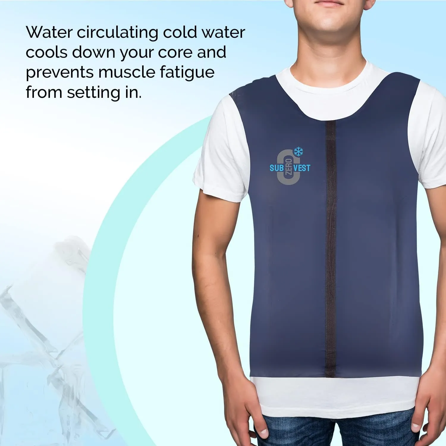 Water Circulating Cooling Vest by SubZero, Battery Powered Ice Cooling Keeps Cold 2-5hrs
