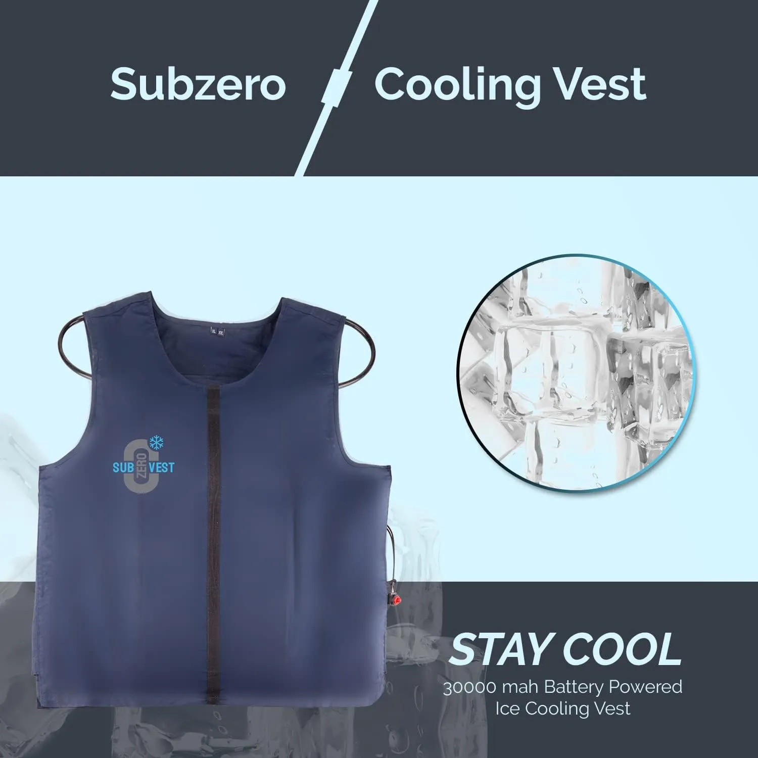 Water Circulating Cooling Vest by SubZero, Battery Powered Ice Cooling Keeps Cold 2-5hrs