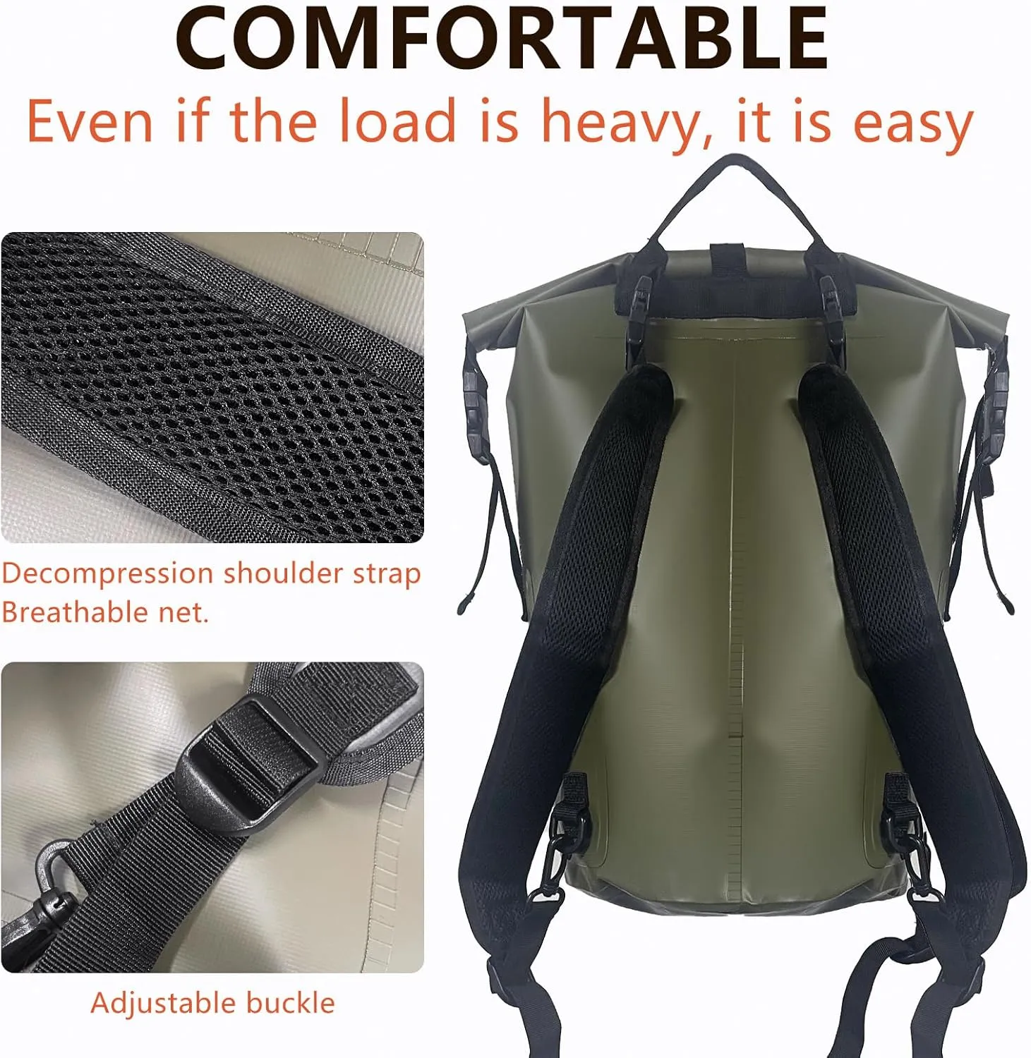 Waterproof Dry Bag Backpack - Lightweight Hiking Pack with Zippered Pocket for Camping, Kayaking, Travel, Hiking, Fishing, Outdoor Enthusiasts（35L）