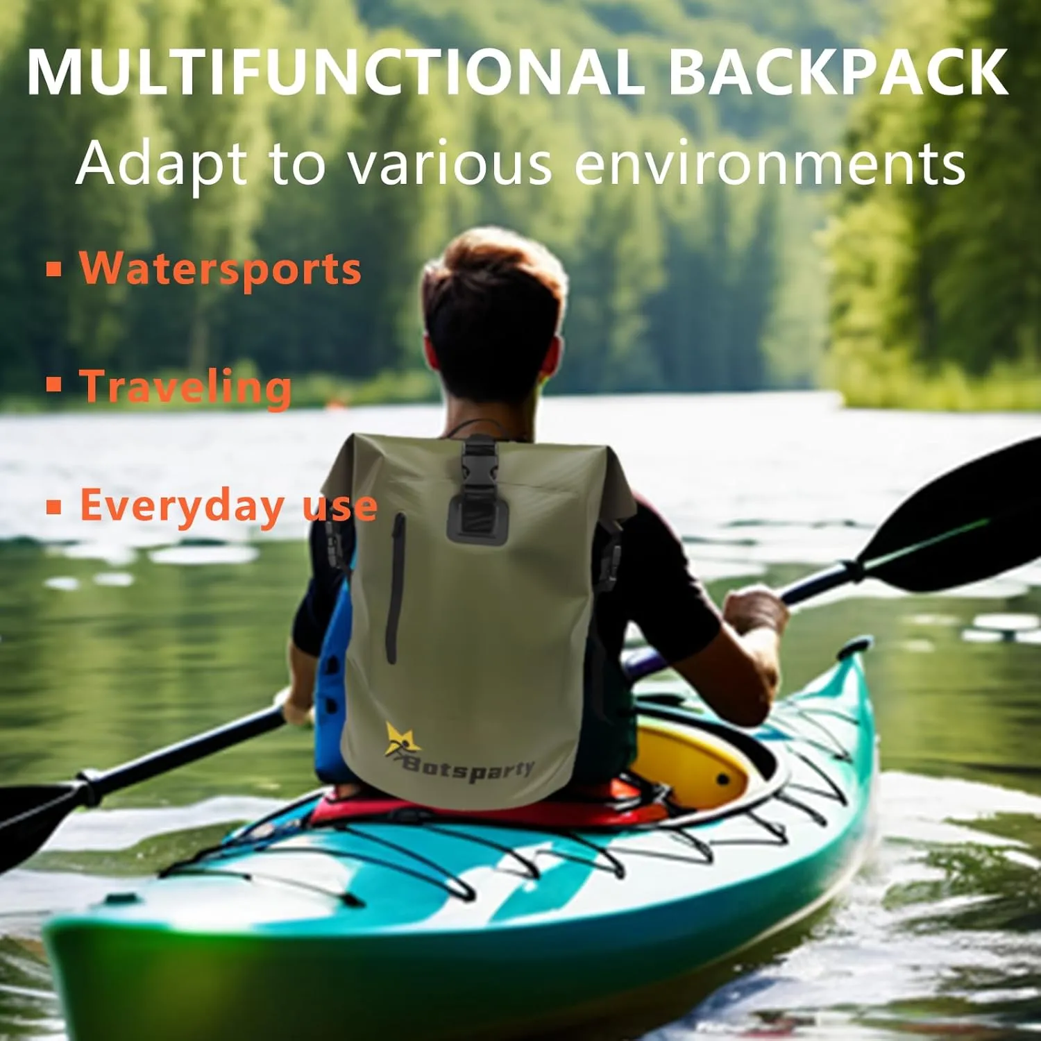 Waterproof Dry Bag Backpack - Lightweight Hiking Pack with Zippered Pocket for Camping, Kayaking, Travel, Hiking, Fishing, Outdoor Enthusiasts（35L）
