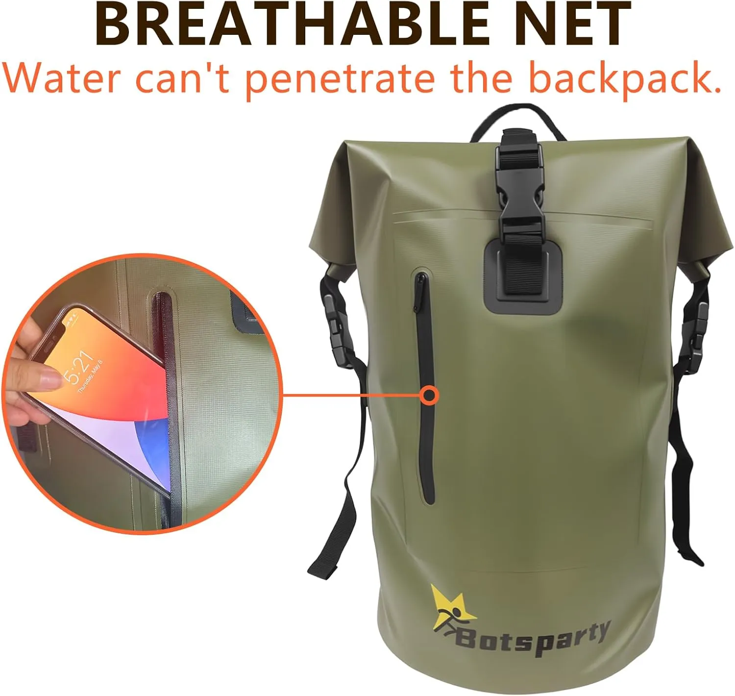 Waterproof Dry Bag Backpack - Lightweight Hiking Pack with Zippered Pocket for Camping, Kayaking, Travel, Hiking, Fishing, Outdoor Enthusiasts（35L）