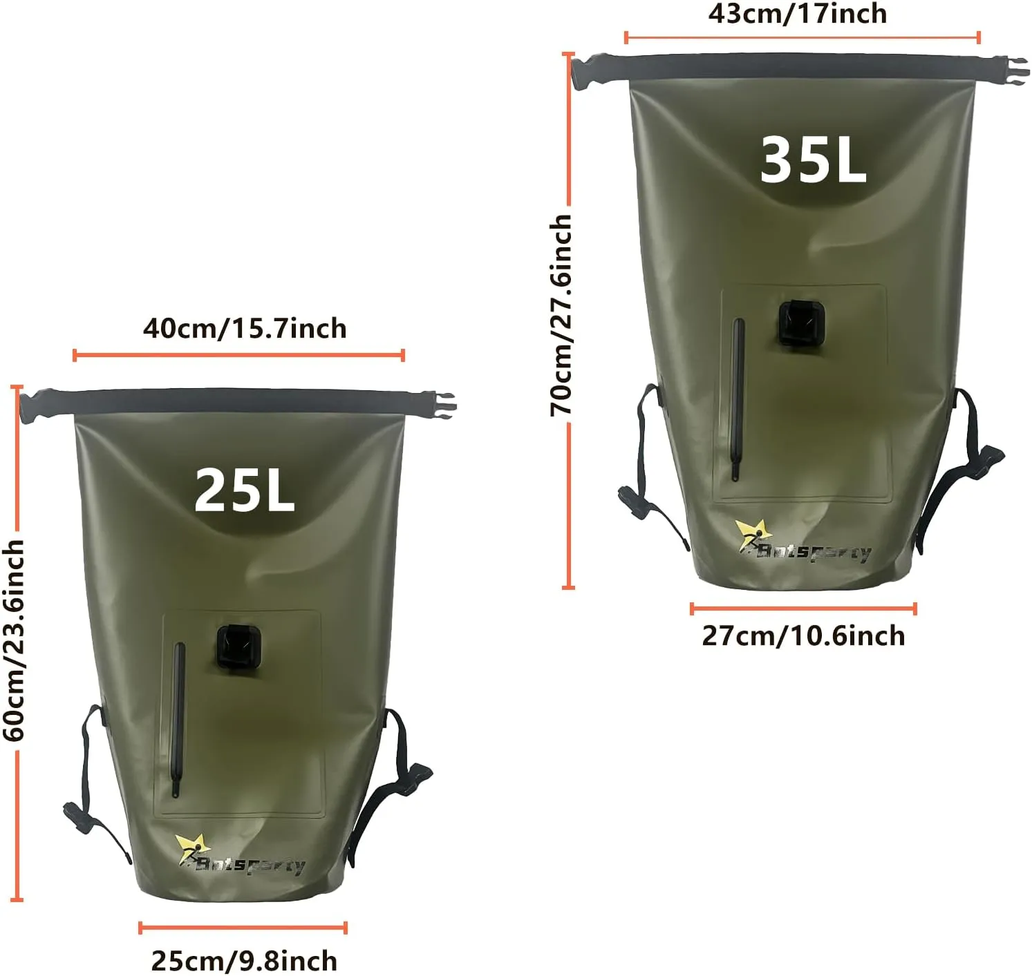 Waterproof Dry Bag Backpack - Lightweight Hiking Pack with Zippered Pocket for Camping, Kayaking, Travel, Hiking, Fishing, Outdoor Enthusiasts（35L）