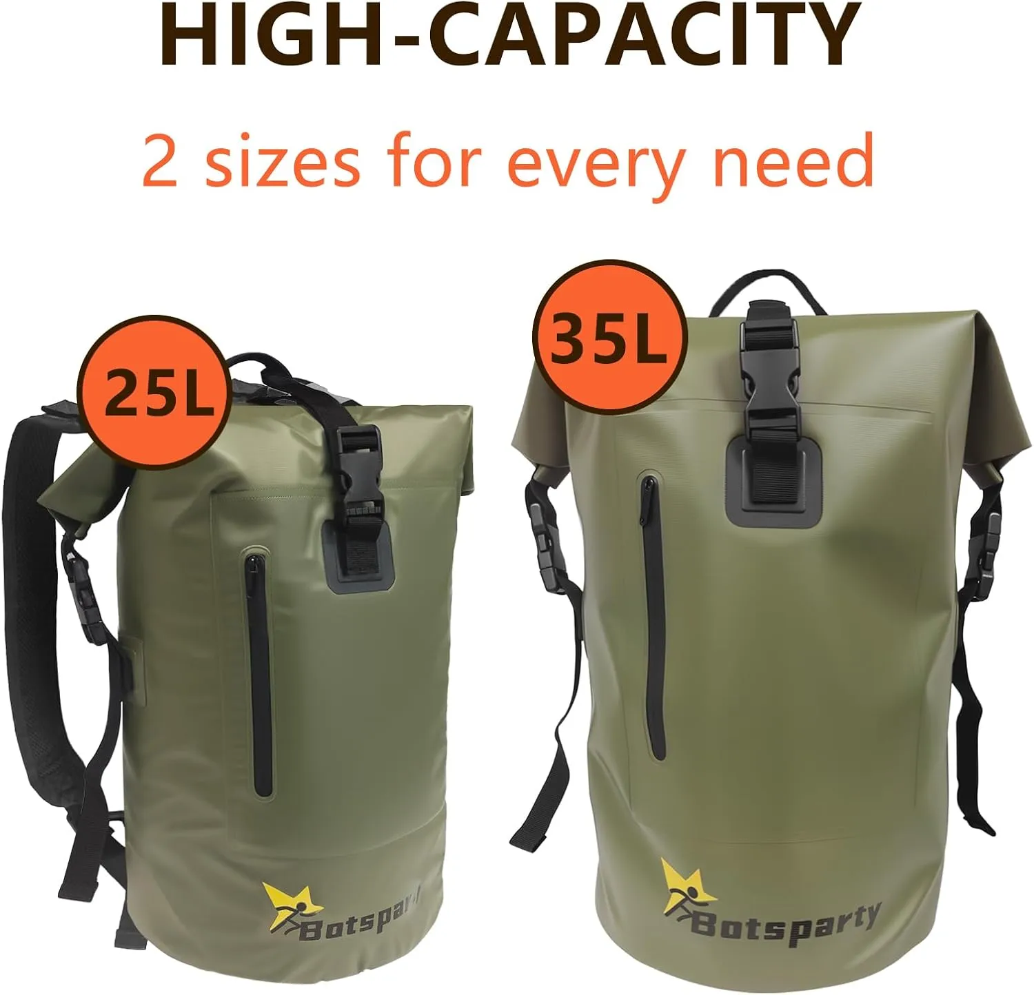 Waterproof Dry Bag Backpack - Lightweight Hiking Pack with Zippered Pocket for Camping, Kayaking, Travel, Hiking, Fishing, Outdoor Enthusiasts（35L）