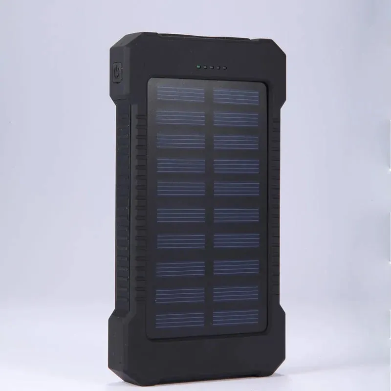 Waterproof Portable Solar Power Bank, 2 USB Ports