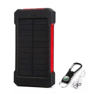 Waterproof Portable Solar Power Bank, 2 USB Ports