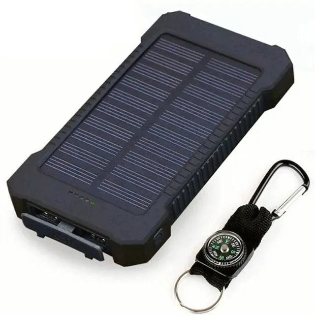 Waterproof Portable Solar Power Bank, 2 USB Ports