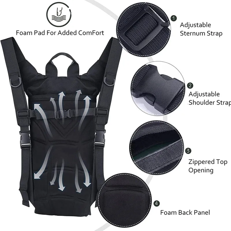 Waterproof Tactical Hydration Backpack with 3L Bladder for Running Cycling Tourism and Camping