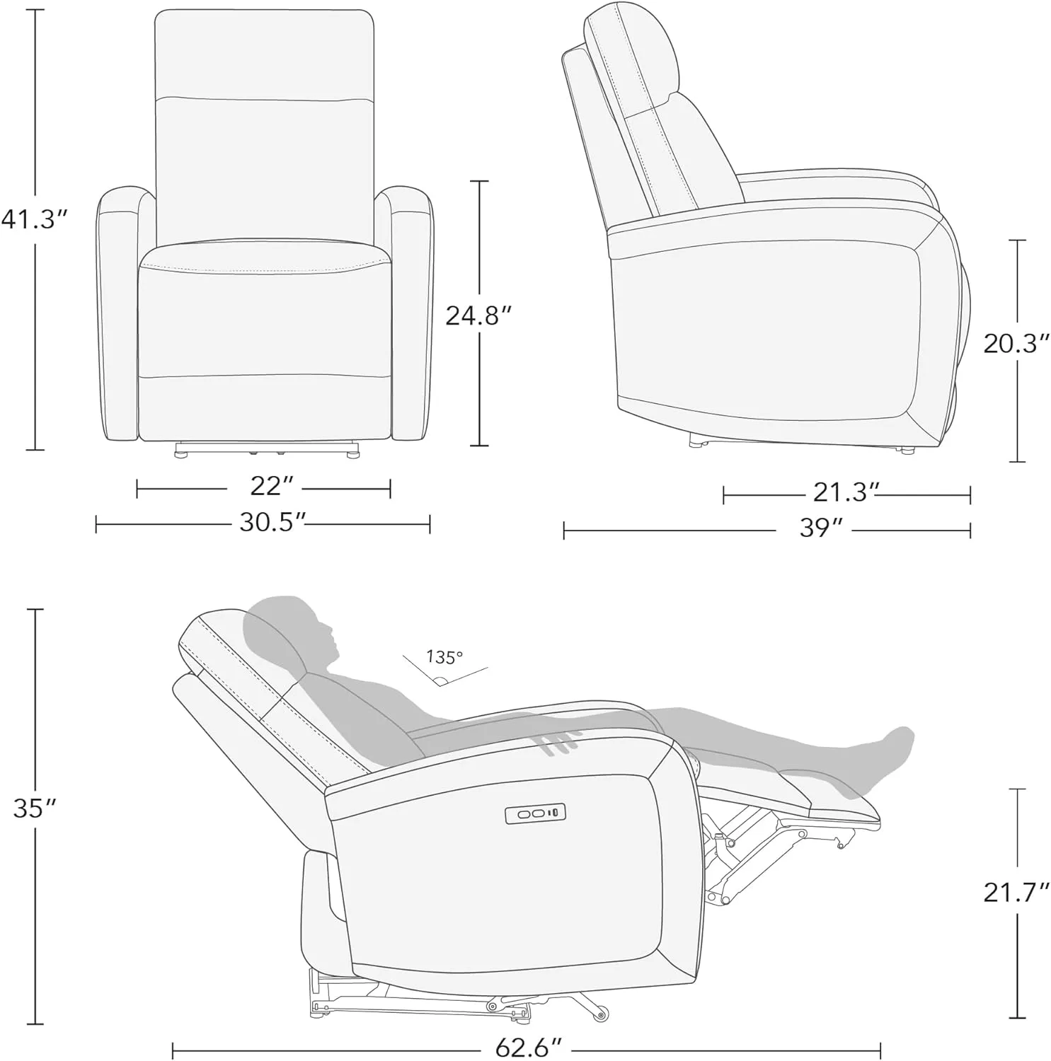Watson & Whitely Power Recliner Chairs for Adults, Zero Wall Recliners W Power Headrest Type-C Charger, Small Faux Leather RV Recliners Home Theater Seating for Living Room, Cream