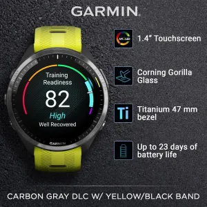 Wearable4U - Garmin Forerunner 965 - Lightweight Titanium 47 mm: AMOLED Display | Up to 23 Days Battery LIF | Triathlon & Running, Multisport High-Performance Multi-Band GPS Smart Watch & Gift Bundle