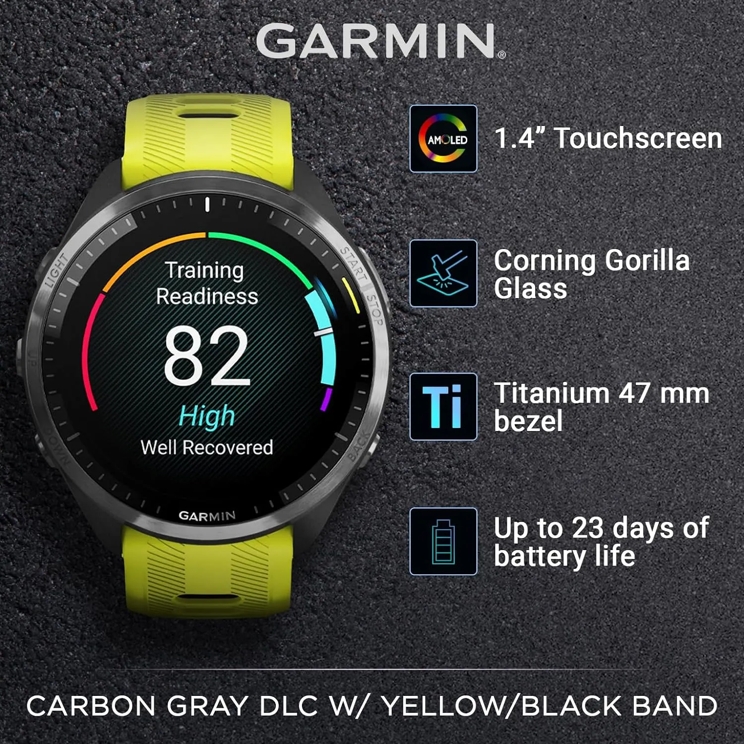 Wearable4U - Garmin Forerunner 965 - Lightweight Titanium 47 mm: AMOLED Display | Up to 23 Days Battery LIF | Triathlon & Running, Multisport High-Performance Multi-Band GPS Smart Watch & Gift Bundle