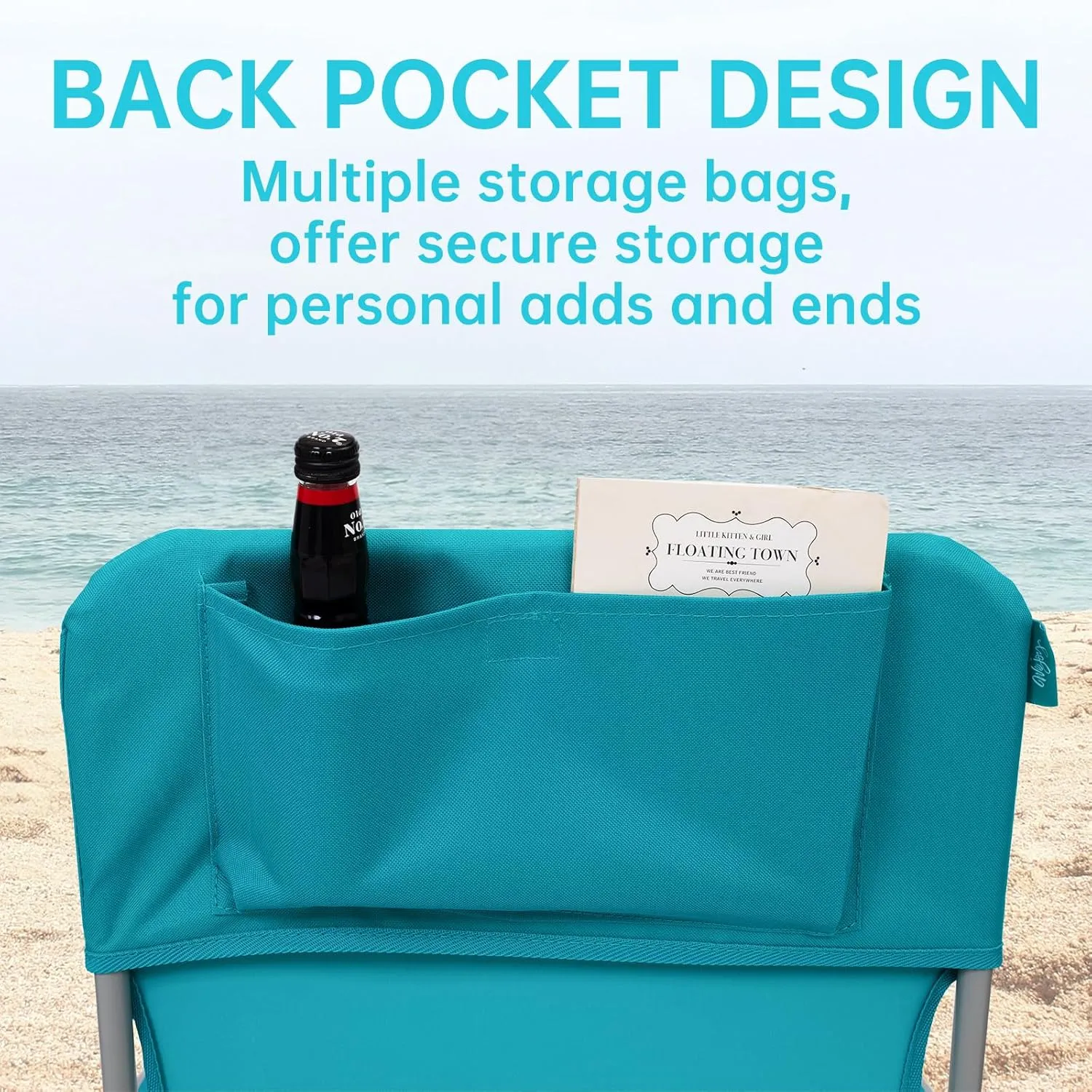 #WEJOY Folding Beach Chair for Adults, Lightweight Beach Chair with Shoulder Straps, High Back Beach Chairs with Hard Armrest, Supports 300lbs for Beach Lawn Concert