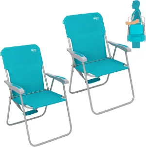 #WEJOY Folding Beach Chair for Adults, Lightweight Beach Chair with Shoulder Straps, High Back Beach Chairs with Hard Armrest, Supports 300lbs for Beach Lawn Concert