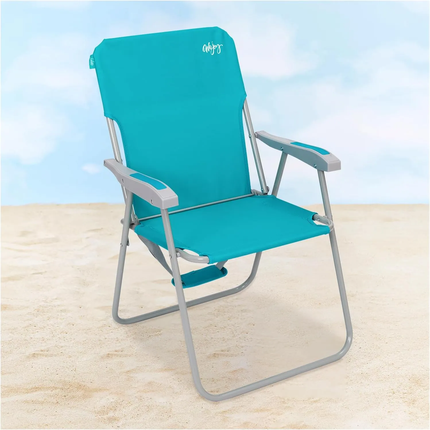 #WEJOY Folding Beach Chair for Adults, Lightweight Beach Chair with Shoulder Straps, High Back Beach Chairs with Hard Armrest, Supports 300lbs for Beach Lawn Concert