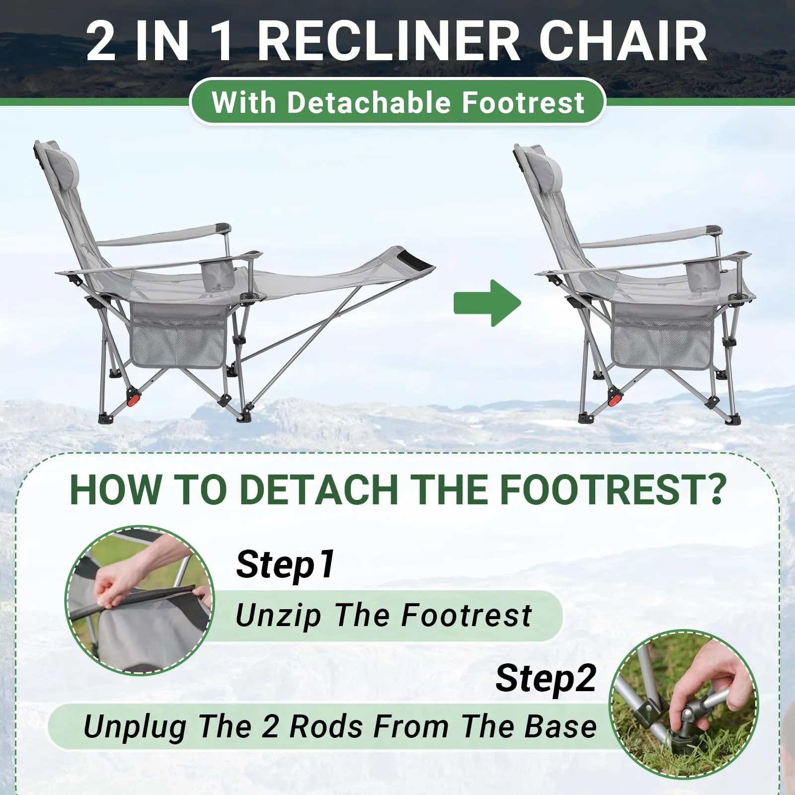 WEJOY Folding Recliner CHA Lounge Chair Set of 2