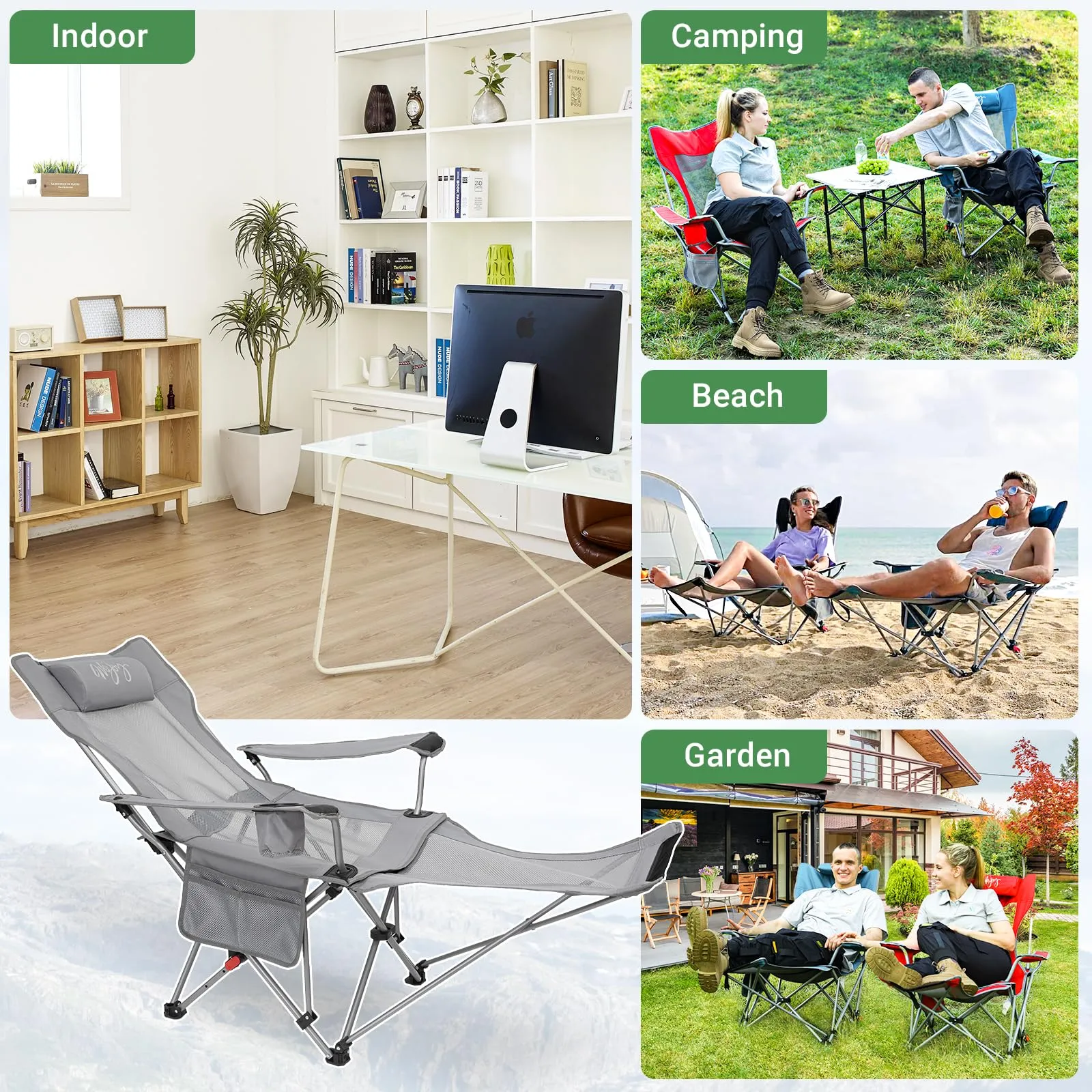 WEJOY Folding Recliner CHA Lounge Chair Set of 2