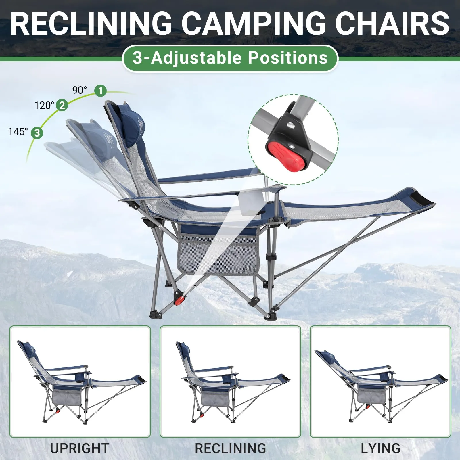 WEJOY Folding Recliner CHA Lounge Chair Set of 2