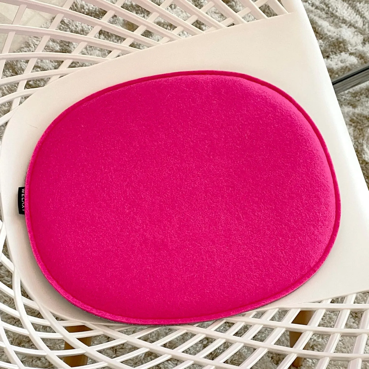 Welaxy Felt Chair Pads seat Cushion DSW Plastic Chairs Pads 2-Piece Oval Shape (Hot Pink   Gray)