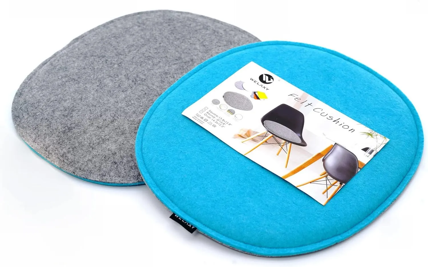 Welaxy Felt Chair Pads seat Cushion DSW Plastic Chairs Pads 2-Piece Oval Shape (Teal   Gray)