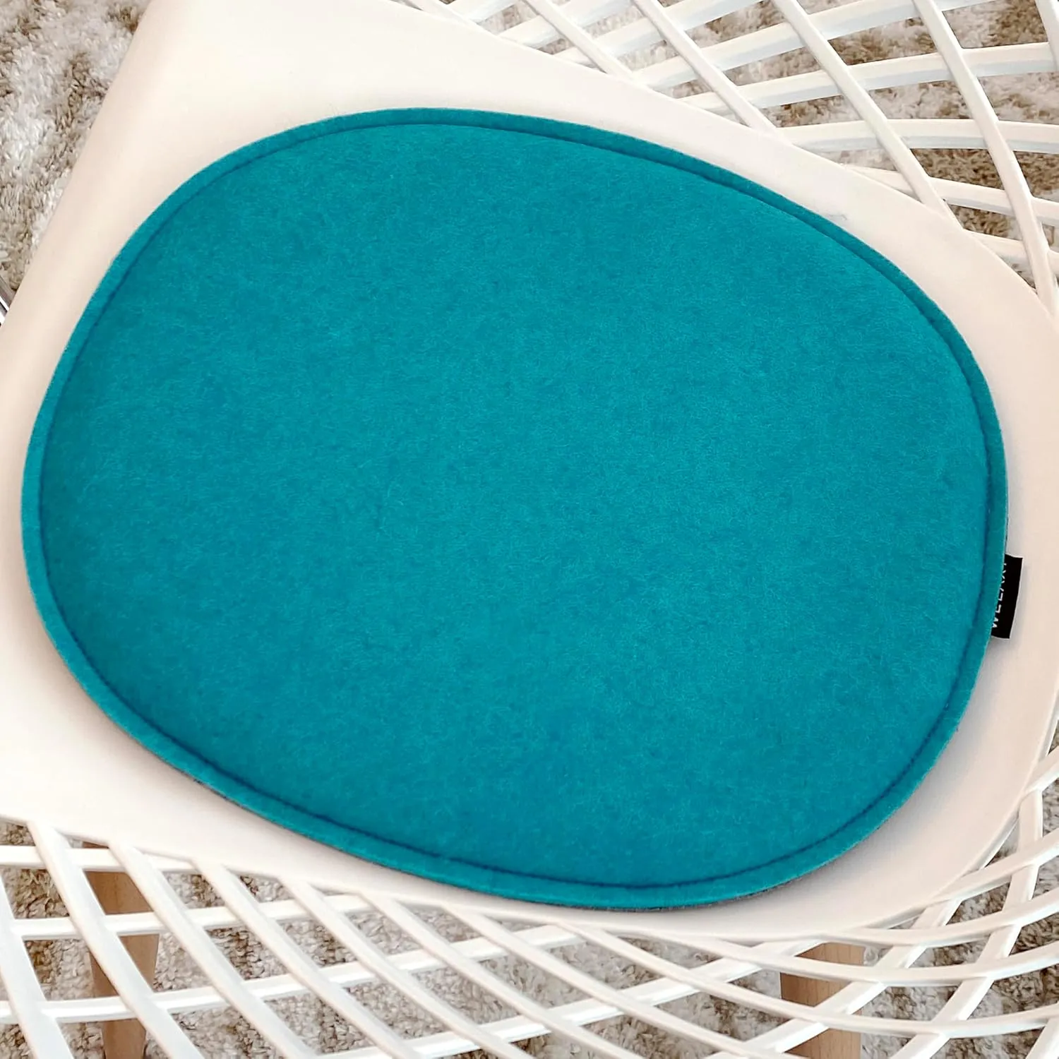 Welaxy Felt Chair Pads seat Cushion DSW Plastic Chairs Pads 2-Piece Oval Shape (Teal   Gray)