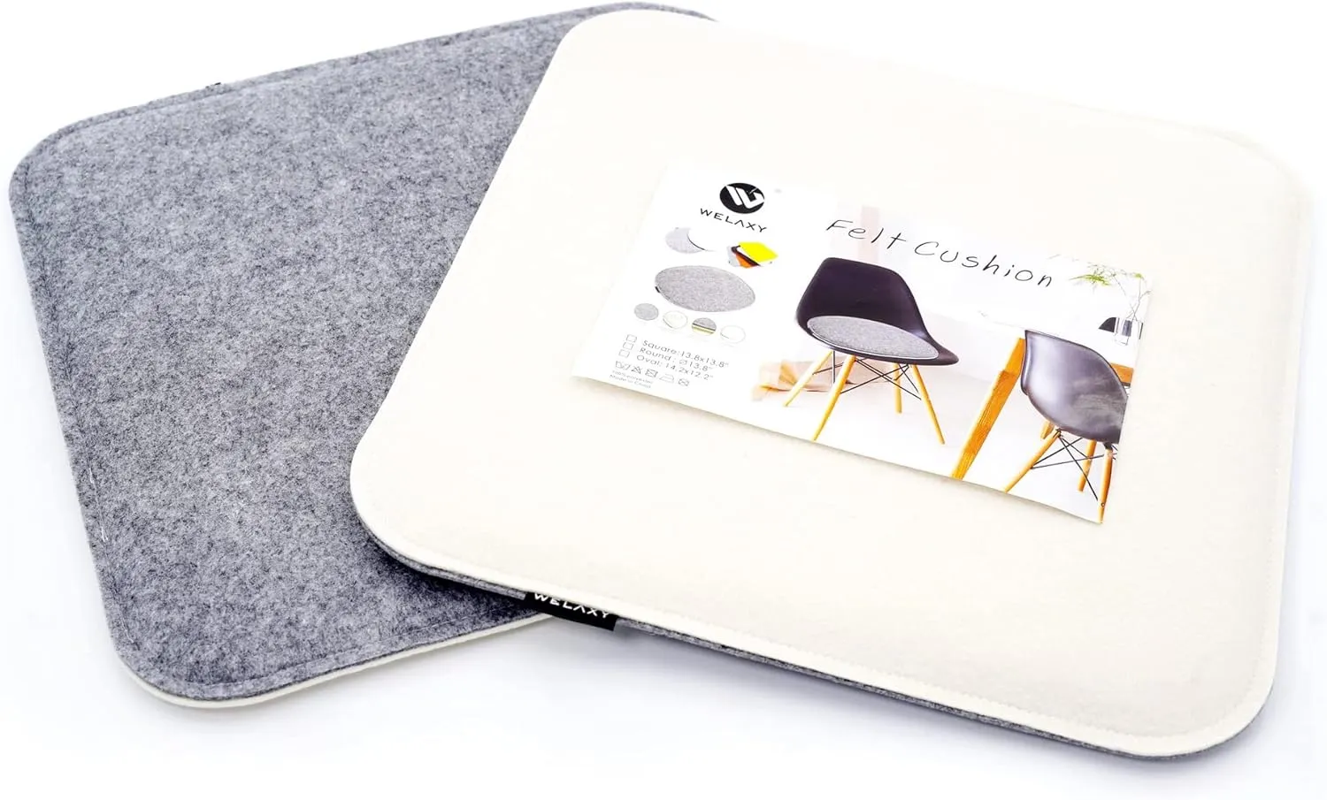 Welaxy Felt Chair Pads seat Cushion DSW Plastic Chairs Pads 2-Piece Square (White   Gray)