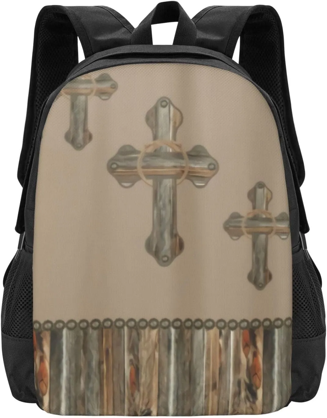 Western Crosses Barn Wood And Conchos Lightweight Packable Backpack Travel Casual Hiking Daypack Foldable Backpack For Men Women
