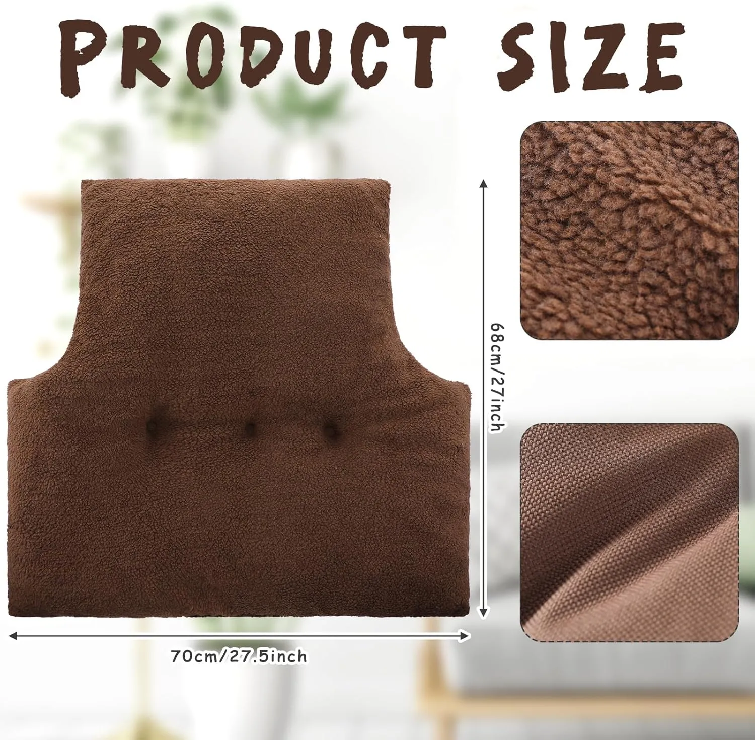 Weysat Fleece Back Support Pillow for Recliners, Chair Cushion Lumbar Support Reading Corner Pillow for Office Couch Sofa Low Back Pain Relief Rest(Brown)