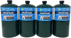 Whip It Propane 4 Pack Premium Camping Outdoor Campfire Torch Stove Lantern Fuel
