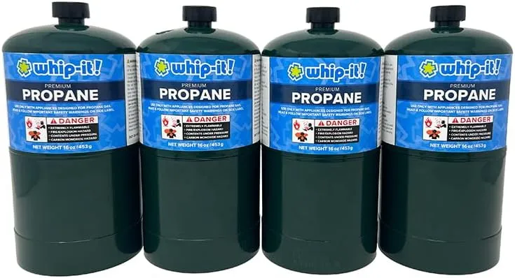 Whip It Propane 4 Pack Premium Camping Outdoor Campfire Torch Stove Lantern Fuel