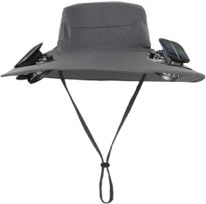 Wide Brim Hat with Fans Solar Power, UPF 50  Solar Fan Sun Hat for Camping Fishing Beach Hiking Outdoor