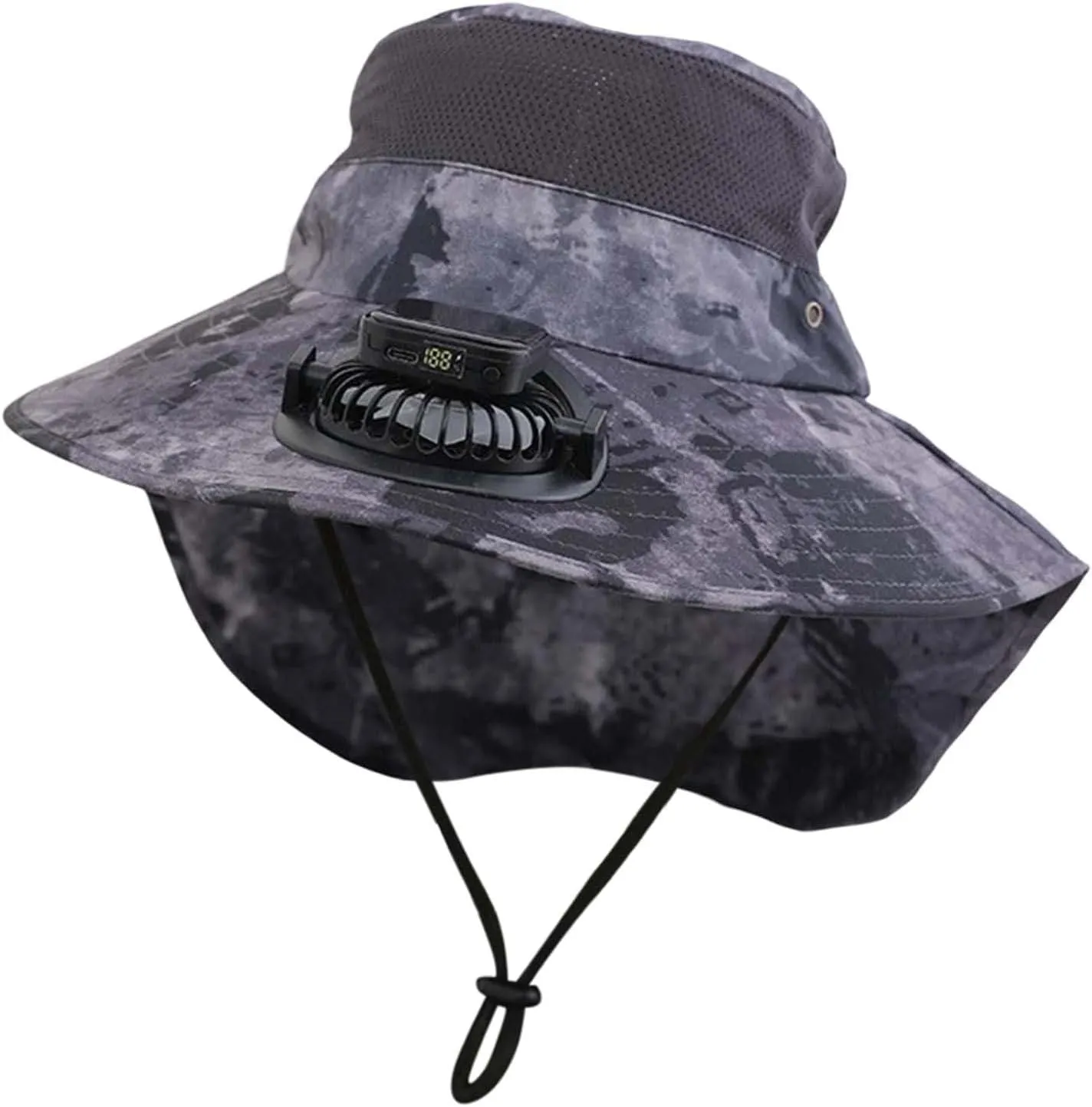 Wide Brim Hat with Fans Solar Power, UPF 50  Solar Power Fan Bucket Hat for Hiking Camping Fishing Outdoor Beach