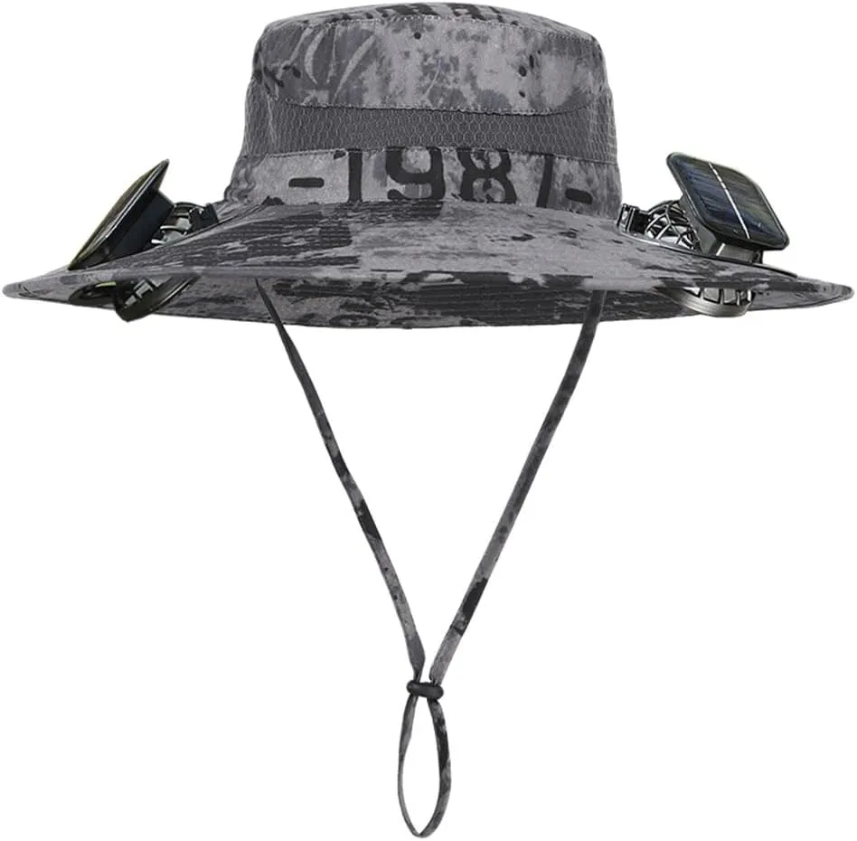 Wide Brim Solar Fan Hat for Men & Women – UPF 50  Sun Hat with Built-in Fans, Solar & USB Rechargeable, Outdoor Cooling Cap for Hiking, Fishing, Camping