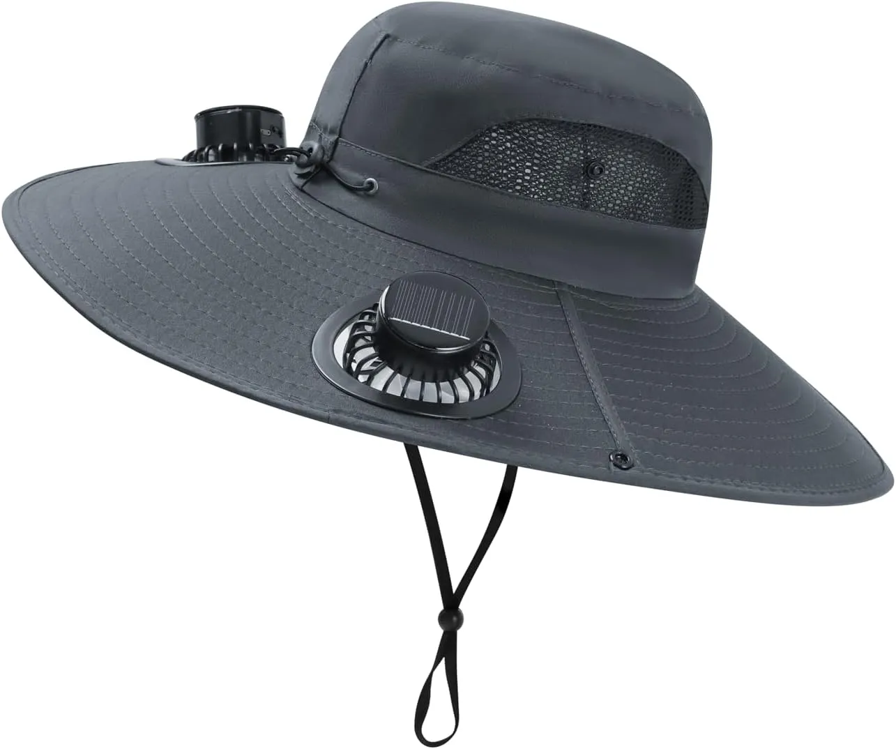 Wide Brim Solar Fan Hat, Hat with Fans Solar Power, USB Charging Sun Hat with 2 Solar Fan for Men Women Outdoor Fishing