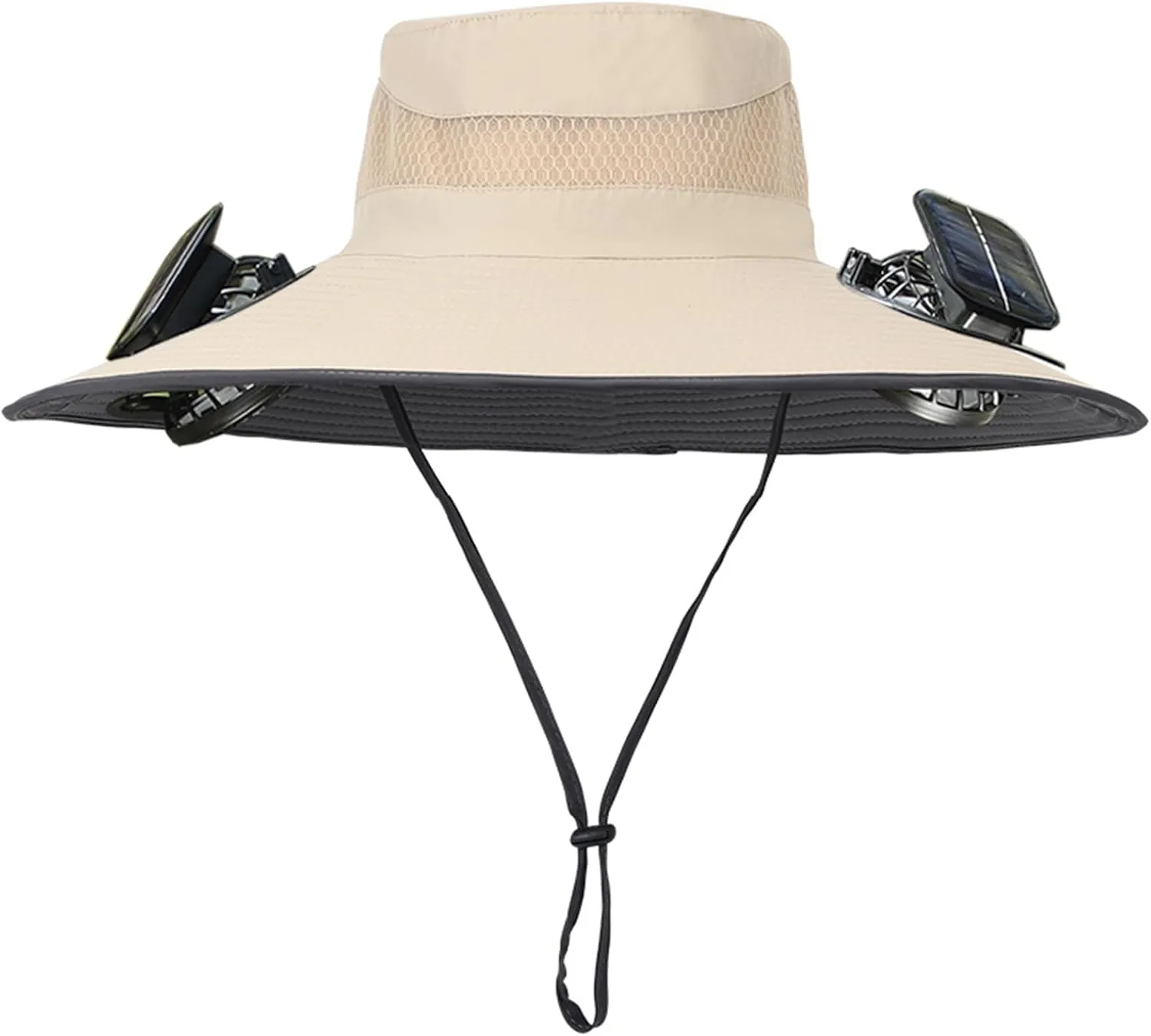 Wide Brim Solar Fan Hat Outdoor Sun Hat with 2 Solar Power Fans for Men Fishing Hats Sombrero Solar & USB Charging Fan