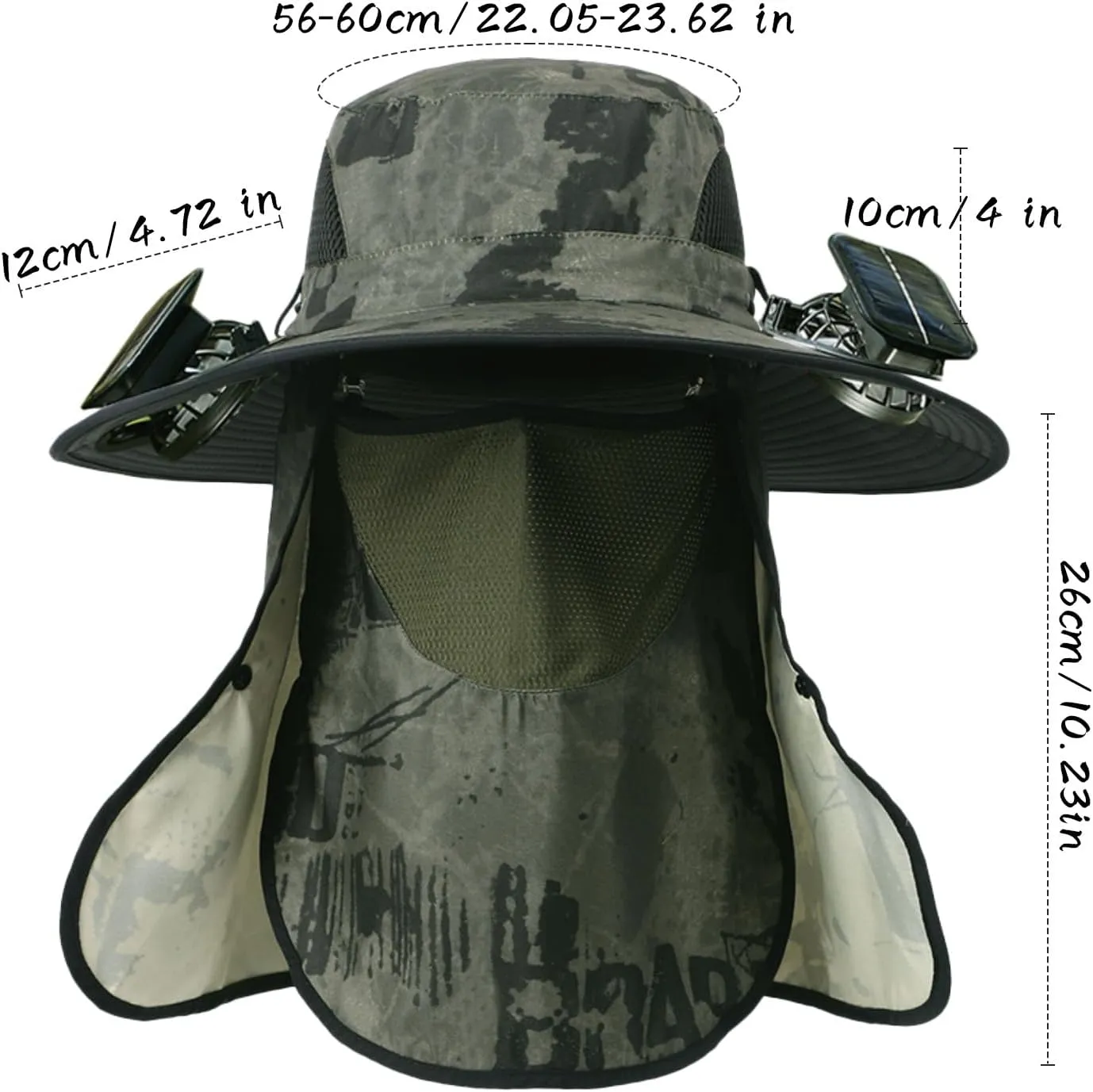 Wide Brim Solar Fan Hat - Outdoor Sun Hat with Solar Fan, Fishing Hat for Hiking, Camping, Outdoor Work