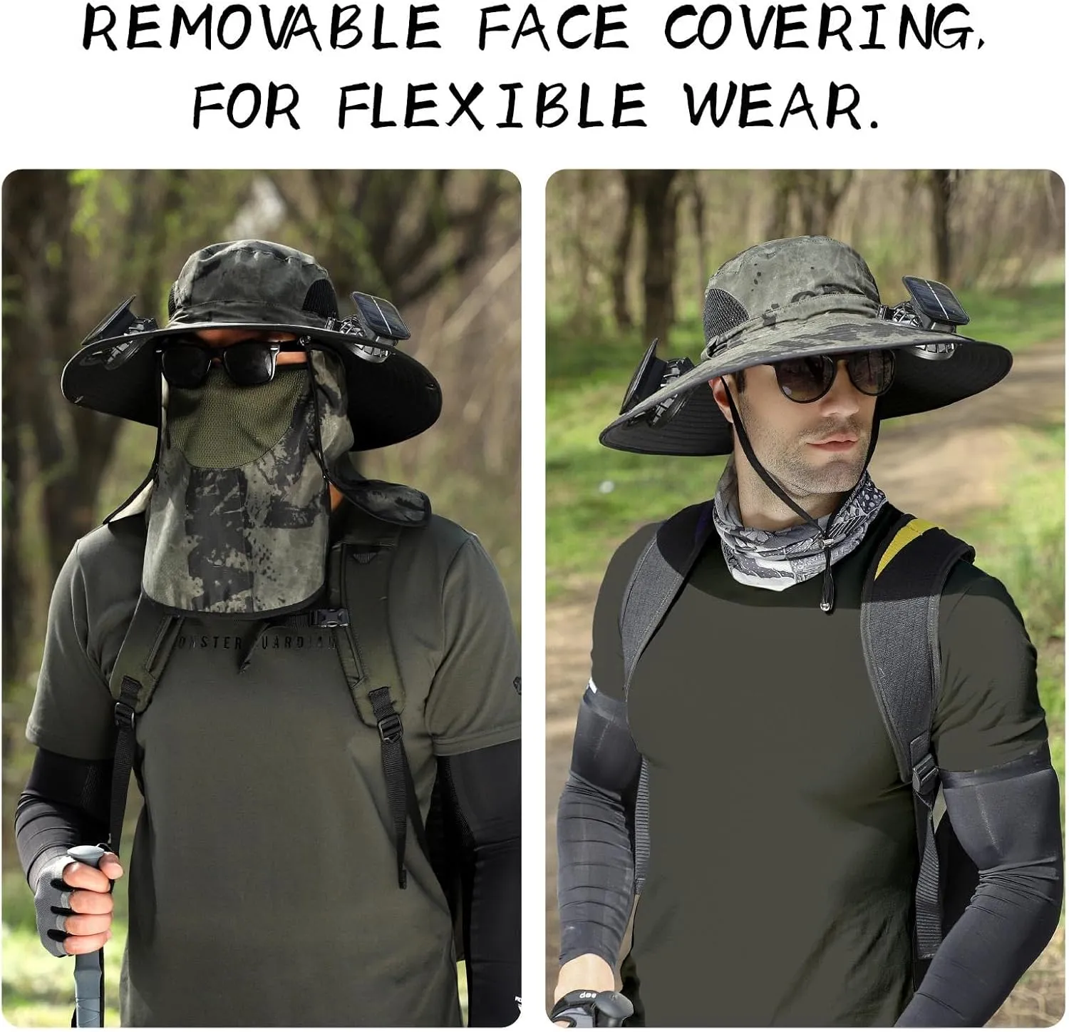 Wide Brim Solar Fan Hat - Outdoor Sun Hat with Solar Fan, Fishing Hat for Hiking, Camping, Outdoor Work