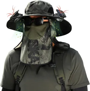 Wide Brim Solar Fan Hat - Outdoor Sun Hat with Solar Fan, Fishing Hat for Hiking, Camping, Outdoor Work