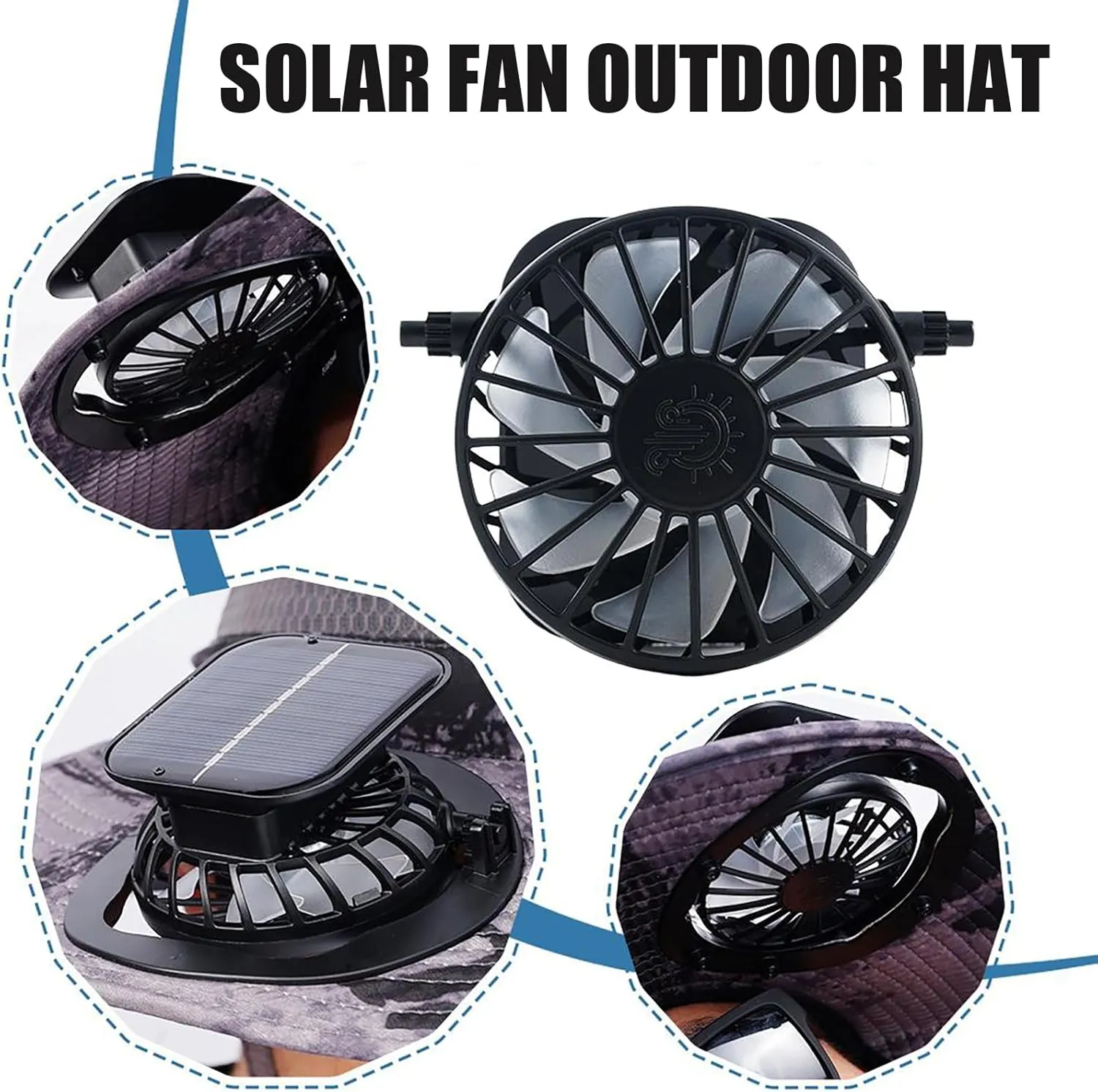 Wide Brim Solar Fan Hat, Outdoor Wide Brim Sun Hat with 2 Solar Fan for Men Women,Suitable for Outdoor Fishing,Hiking, Beach